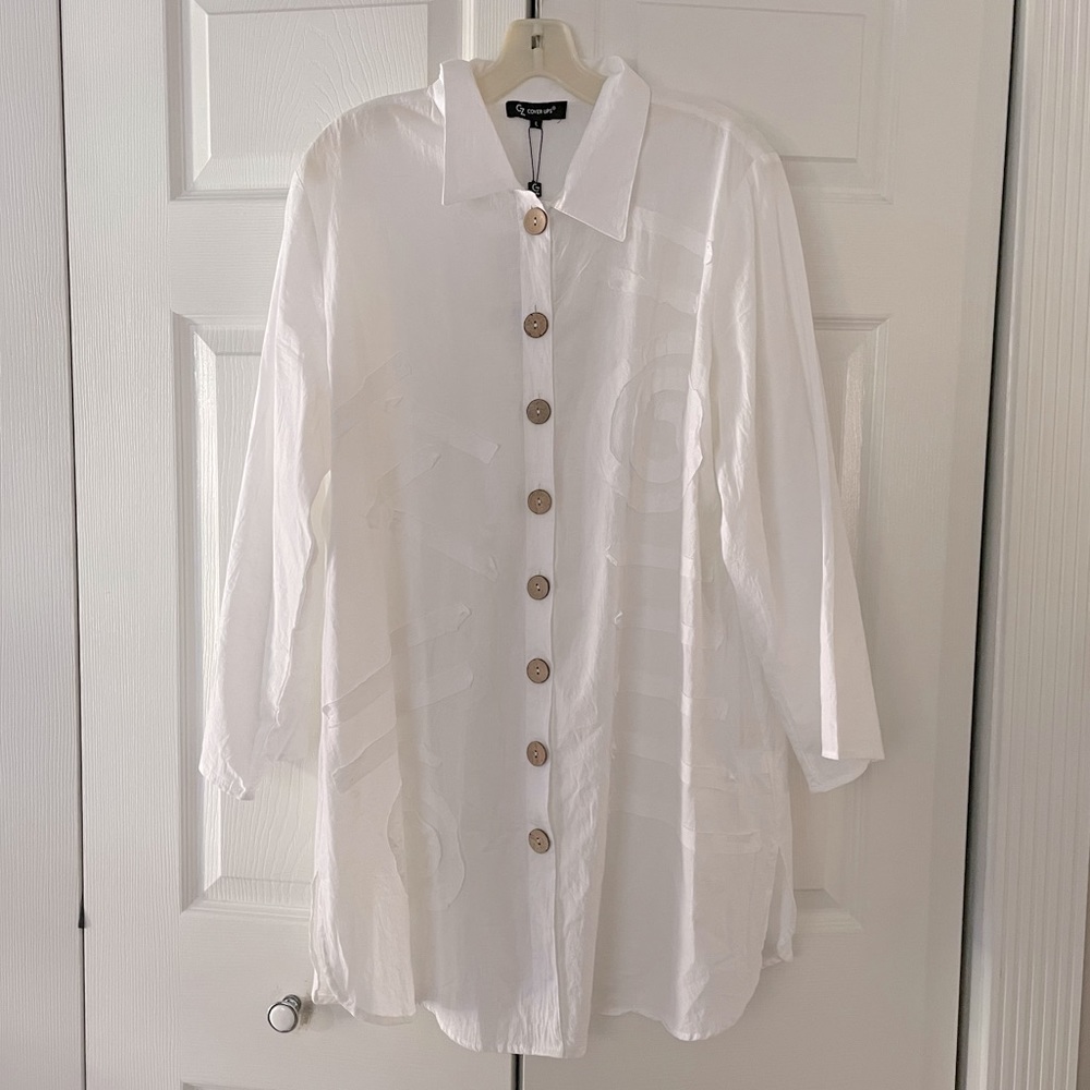 NWT Oversized White CZ Coverup